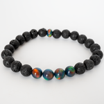 Black Rainbow Opalescence & Lava Stone Beaded Bracelet