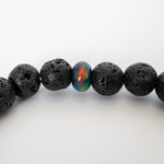 Black Rainbow Opalescence & Lava Stone Beaded Bracelet