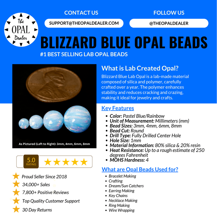 Blizzard Blue Opal Craft Beads - The Opal Dealer