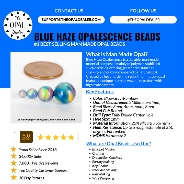 Blue Haze Opalescence Craft Beads - The Opal Dealer