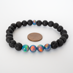 Blue Haze Opalescence & Lava Stone Beaded Bracelet