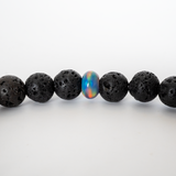 Blue Haze Opalescence & Lava Stone Beaded Bracelet