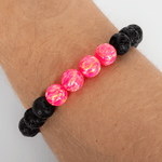 Bubblegum Opal & Lava Stone Beaded Bracelet