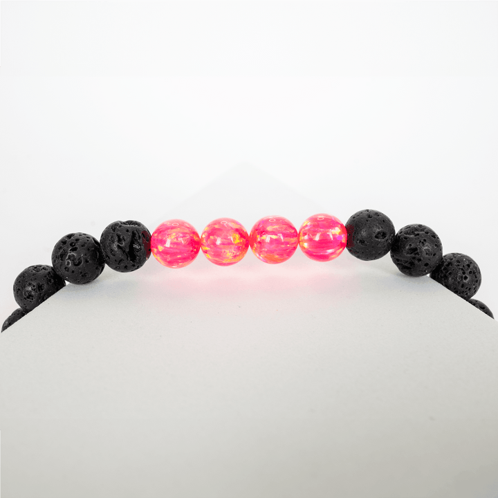 Bubblegum Opal & Lava Stone Beaded Bracelet - The Opal Dealer