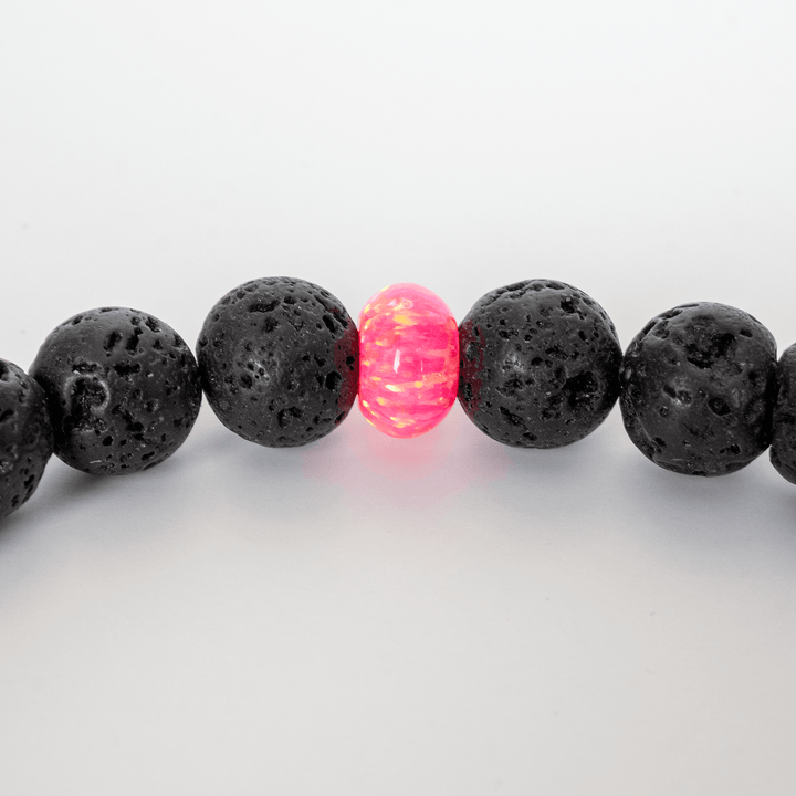 Bubblegum Opal & Lava Stone Beaded Bracelet - The Opal Dealer