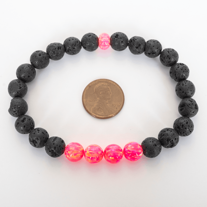 Bubblegum Opal & Lava Stone Beaded Bracelet - The Opal Dealer
