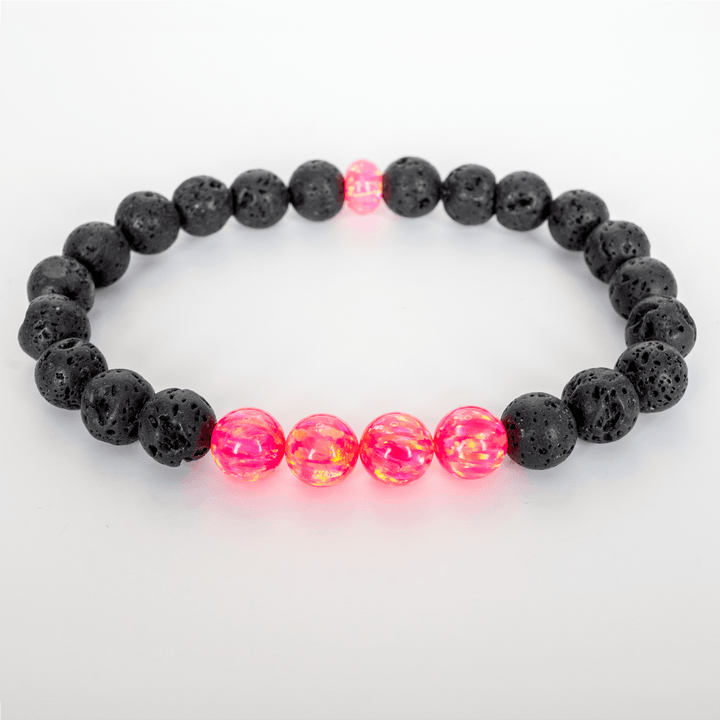 Bubblegum Opal & Lava Stone Beaded Bracelet - The Opal Dealer