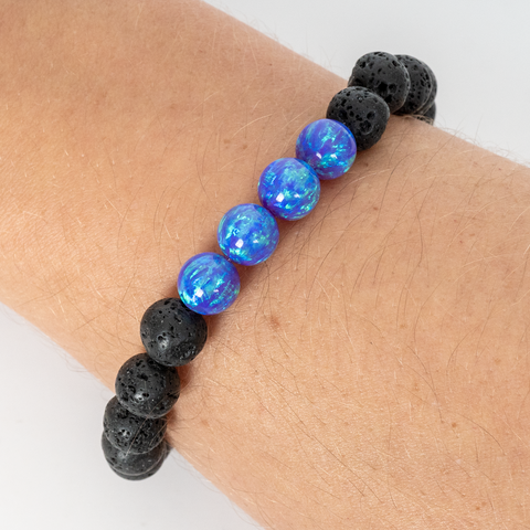 Cheshire Opal & Lava Stone Beaded Bracelet