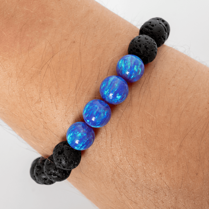 Cheshire Opal & Lava Stone Beaded Bracelet - The Opal Dealer