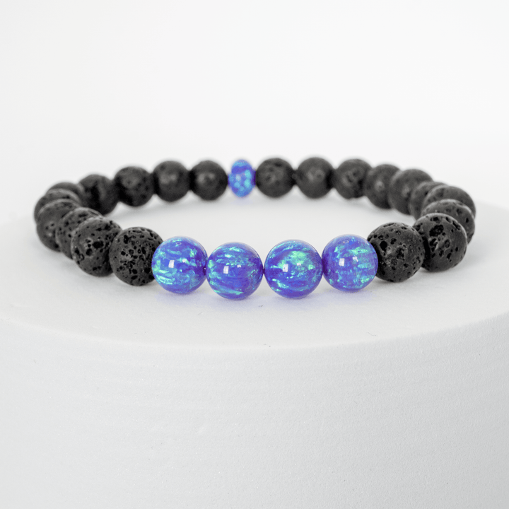 Cheshire Opal & Lava Stone Beaded Bracelet - The Opal Dealer