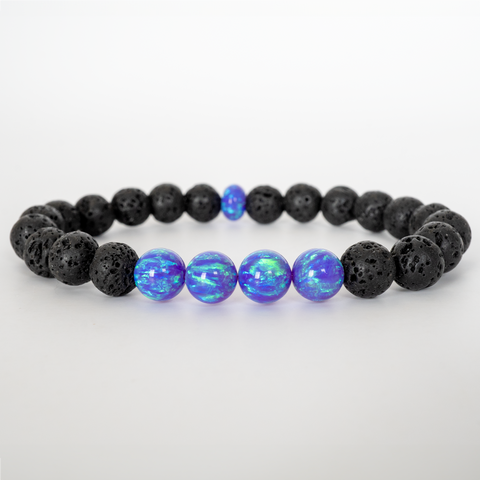 Cheshire Opal & Lava Stone Beaded Bracelet