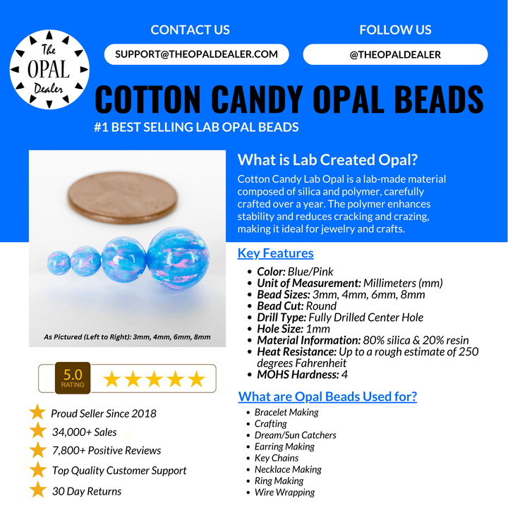 Cotton Candy Opal Craft Beads - The Opal Dealer