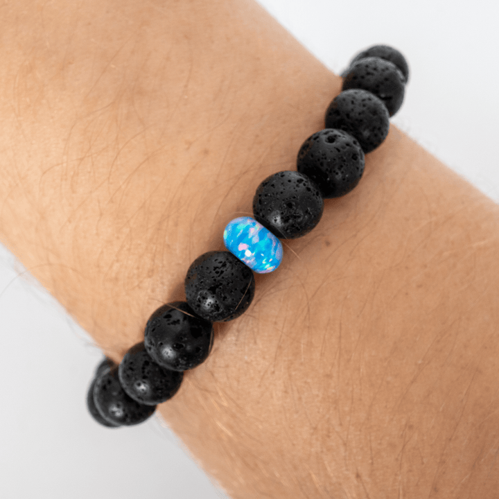 Cotton Candy Opal & Lava Stone Beaded Bracelet - The Opal Dealer
