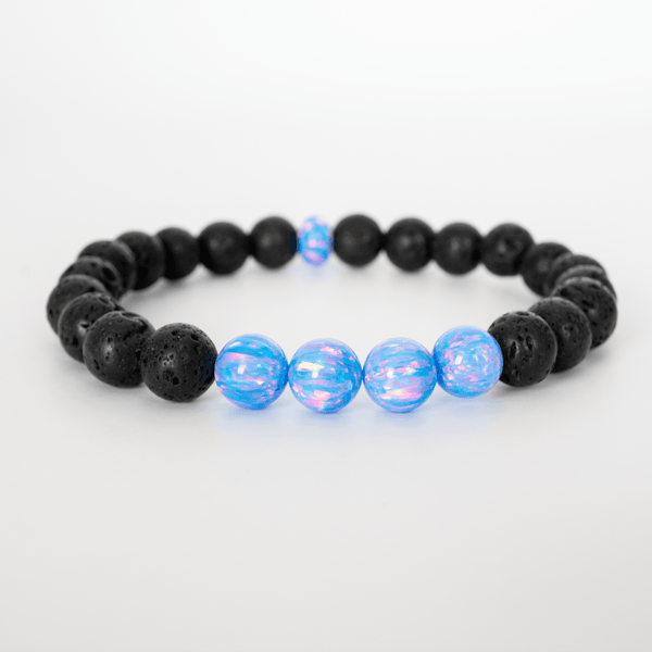 Cotton Candy Opal & Lava Stone Beaded Bracelet - The Opal Dealer