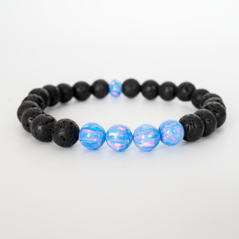 Cotton Candy Opal & Lava Stone Beaded Bracelet
