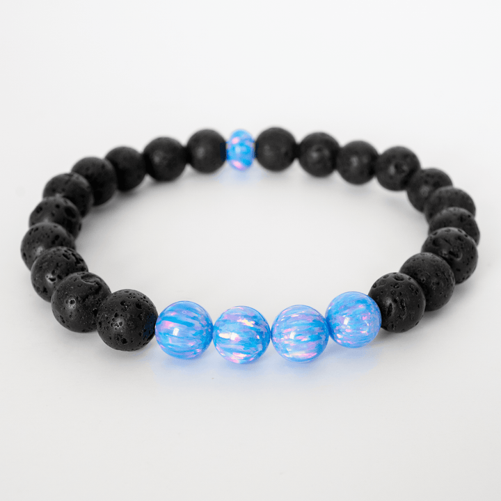 Cotton Candy Opal & Lava Stone Beaded Bracelet - The Opal Dealer