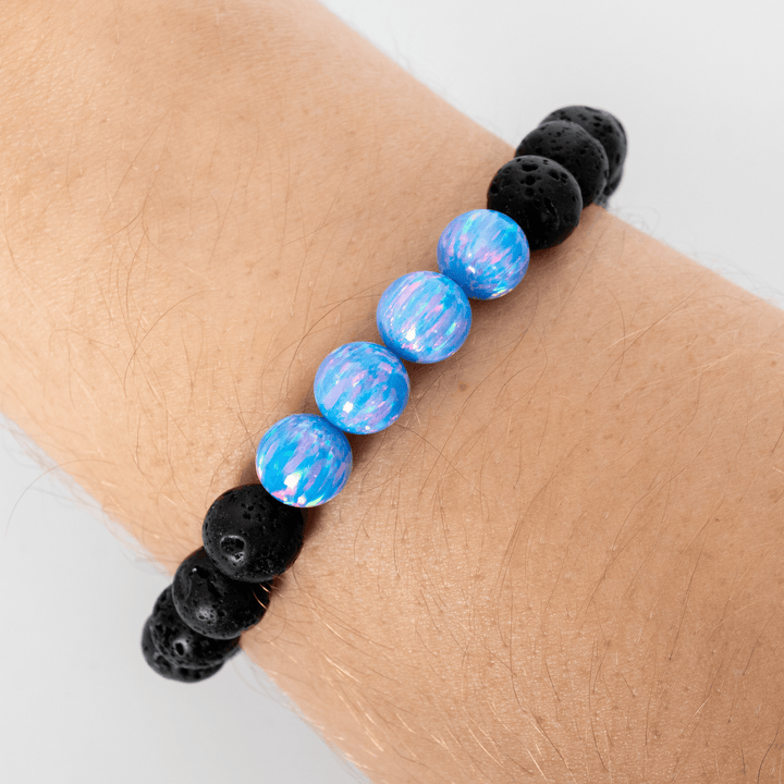 Cotton Candy Opal & Lava Stone Beaded Bracelet - The Opal Dealer