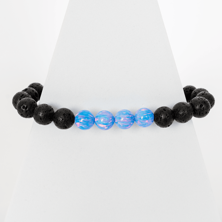 Cotton Candy Opal & Lava Stone Beaded Bracelet - The Opal Dealer