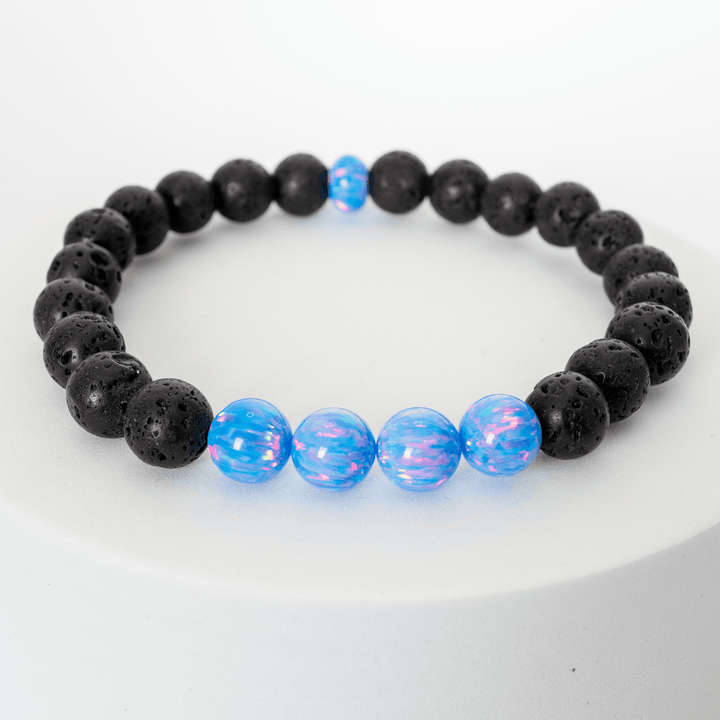 Cotton Candy Opal & Lava Stone Beaded Bracelet - The Opal Dealer