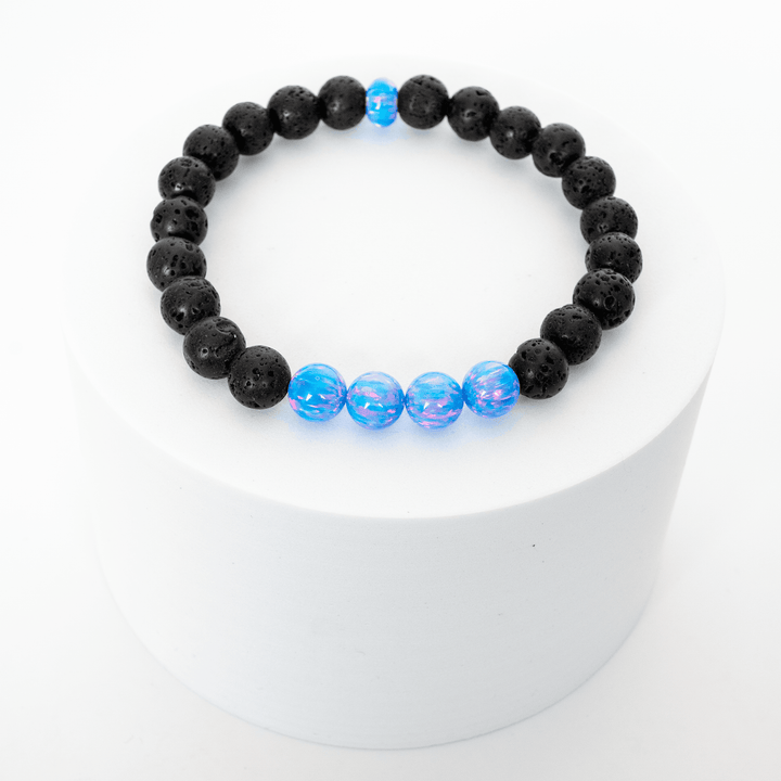 Cotton Candy Opal & Lava Stone Beaded Bracelet - The Opal Dealer
