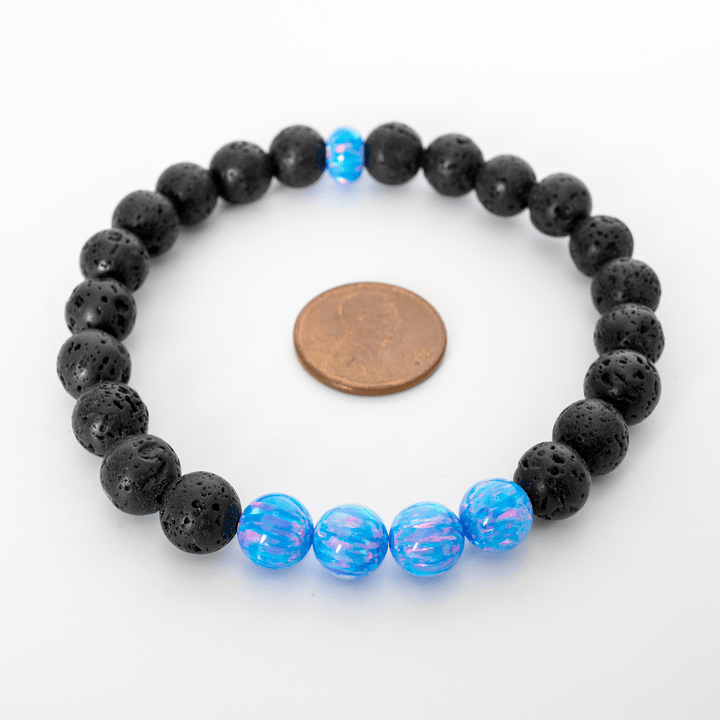 Cotton Candy Opal & Lava Stone Beaded Bracelet - The Opal Dealer