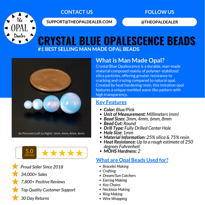 Crystal Blue Opalescence Craft Beads - The Opal Dealer