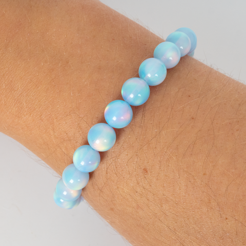 Crystal Blue Opalescence Beaded Bracelet - New Design