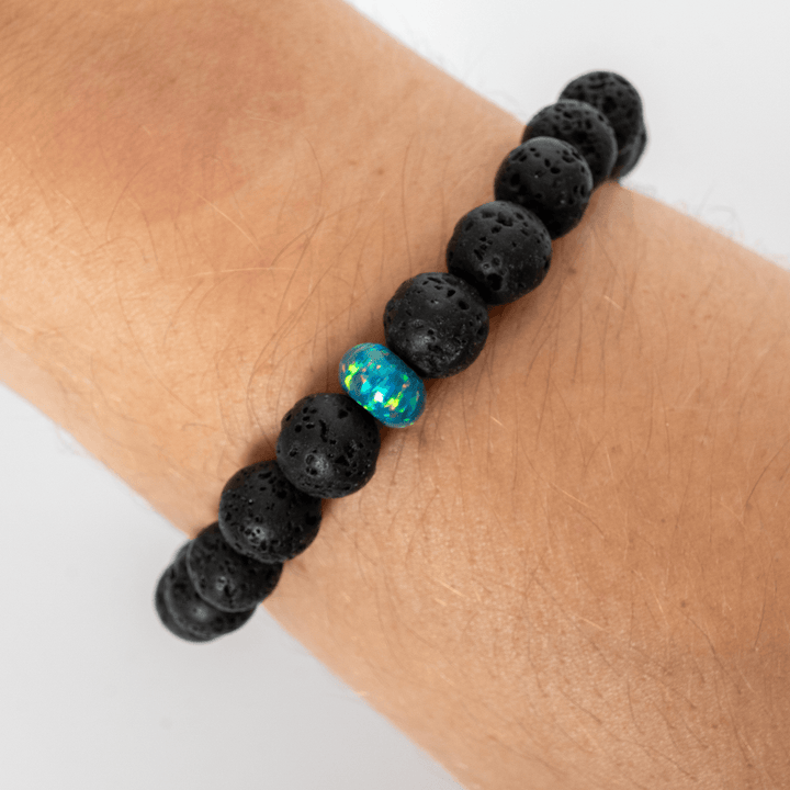 Dragon's Egg Opal & Lava Stone Beaded Bracelet - The Opal Dealer