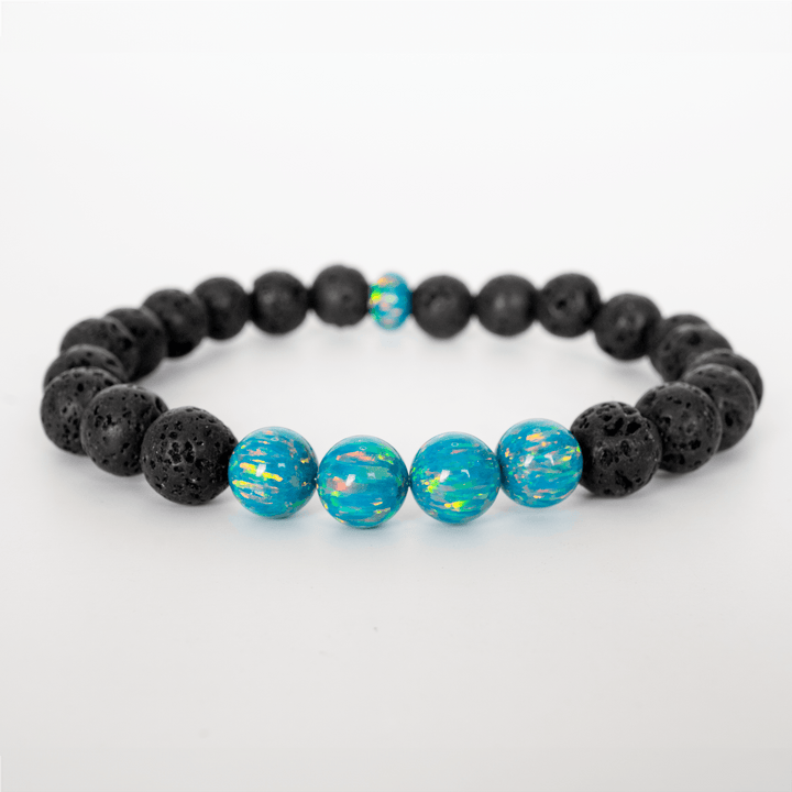 Dragon's Egg Opal & Lava Stone Beaded Bracelet - The Opal Dealer