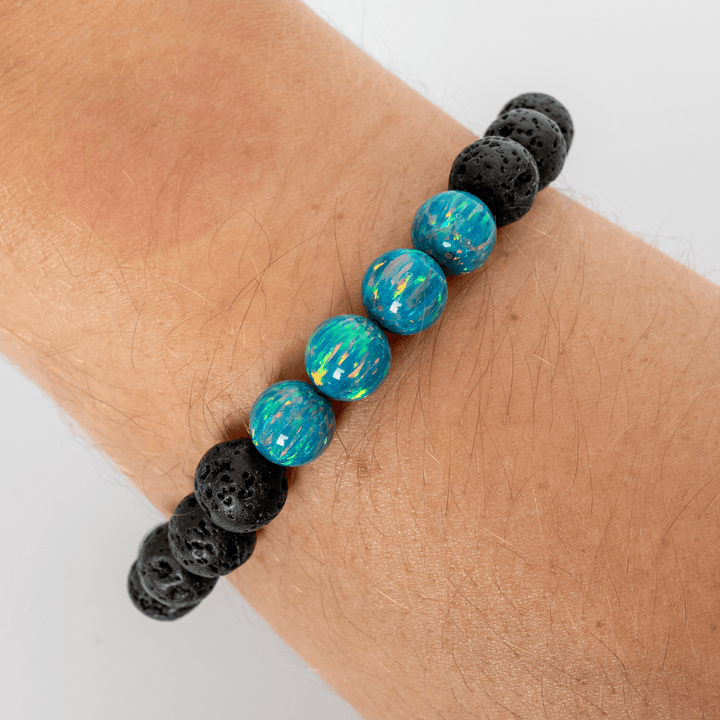 Dragon's Egg Opal & Lava Stone Beaded Bracelet - The Opal Dealer