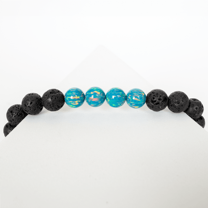 Dragon's Egg Opal & Lava Stone Beaded Bracelet - The Opal Dealer