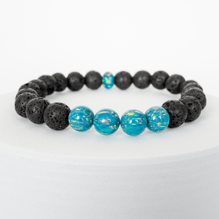 Dragon's Egg Opal & Lava Stone Beaded Bracelet - The Opal Dealer