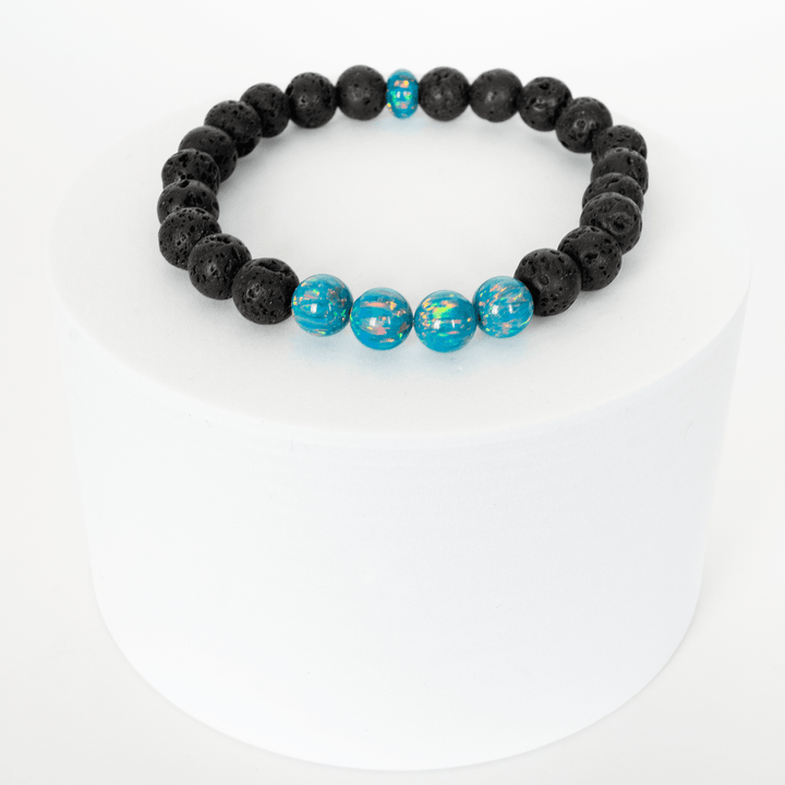 Dragon's Egg Opal & Lava Stone Beaded Bracelet - The Opal Dealer