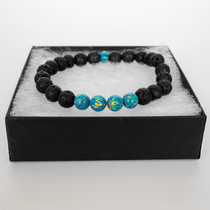 Dragon's Egg Opal & Lava Stone Beaded Bracelet - The Opal Dealer