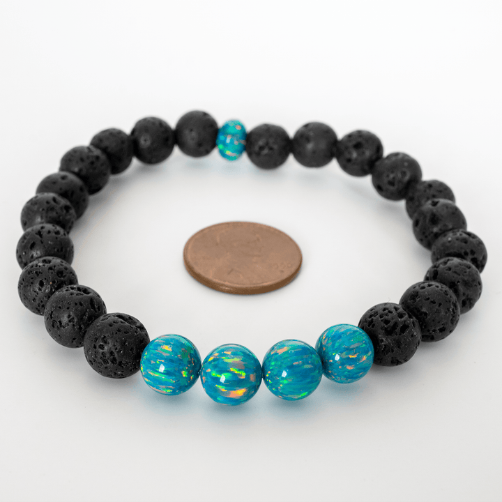 Dragon's Egg Opal & Lava Stone Beaded Bracelet - The Opal Dealer
