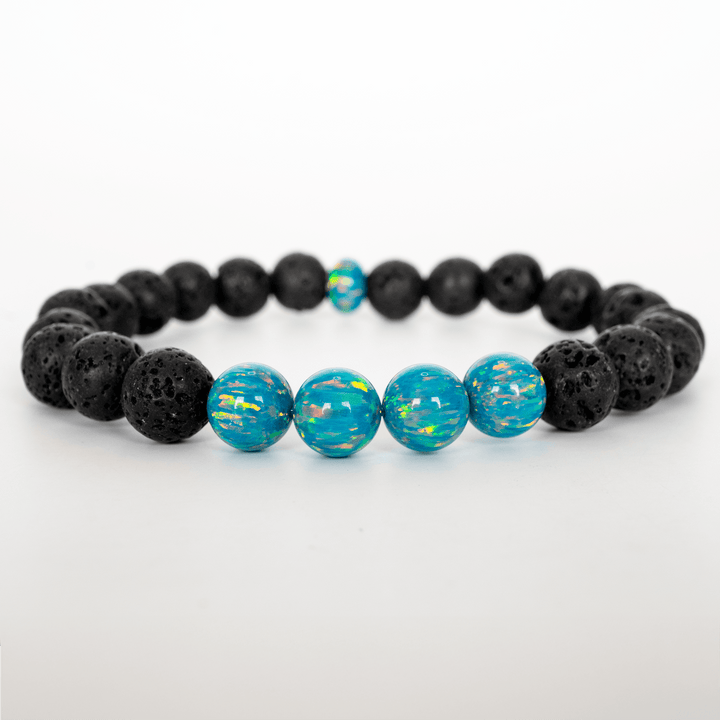Dragon's Egg Opal & Lava Stone Beaded Bracelet - The Opal Dealer