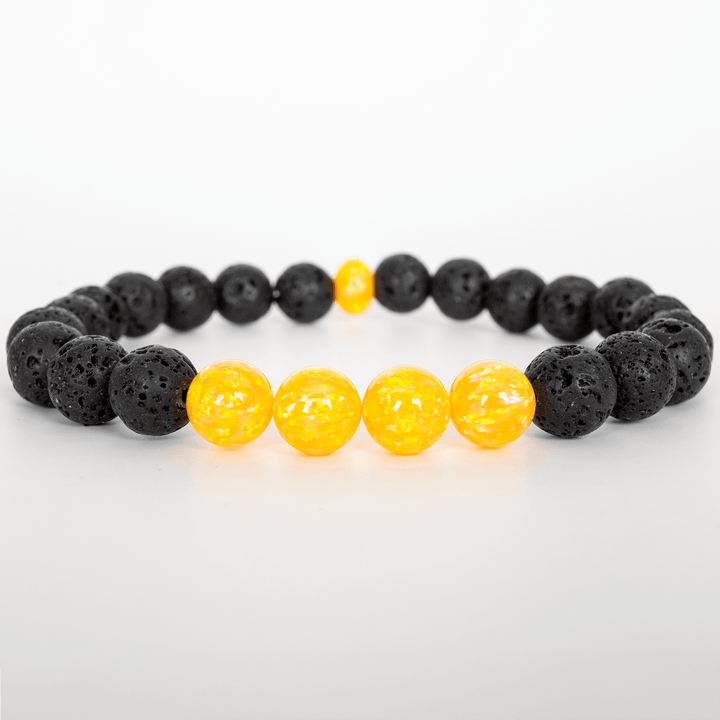 Golden Pineapple Opal & Lava Stone Beaded Bracelet - The Opal Dealer