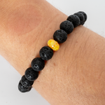 Golden Pineapple Opal & Lava Stone Beaded Bracelet