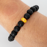 Golden Pineapple Opal & Lava Stone Beaded Bracelet