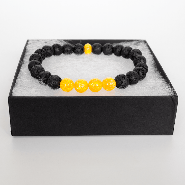 Golden Pineapple Opal & Lava Stone Beaded Bracelet - The Opal Dealer