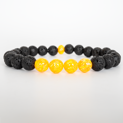 Golden Pineapple Opal & Lava Stone Beaded Bracelet