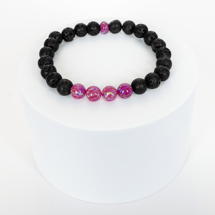 Hibiscus Opal & Lava Stone Beaded Bracelet - The Opal Dealer