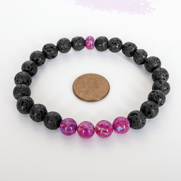 Hibiscus Opal & Lava Stone Beaded Bracelet - The Opal Dealer