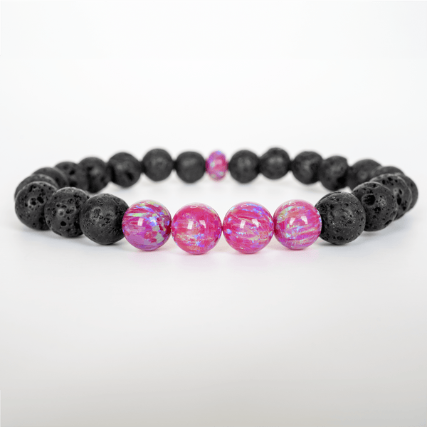 Hibiscus Opal & Lava Stone Beaded Bracelet - The Opal Dealer