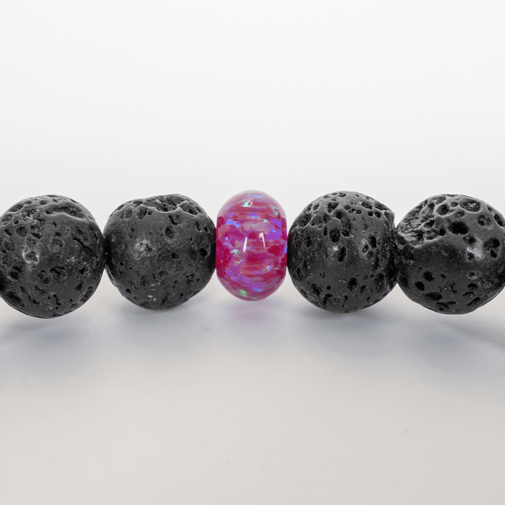 Hibiscus Opal & Lava Stone Beaded Bracelet - The Opal Dealer