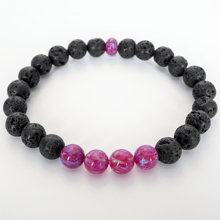 Hibiscus Opal & Lava Stone Beaded Bracelet - The Opal Dealer