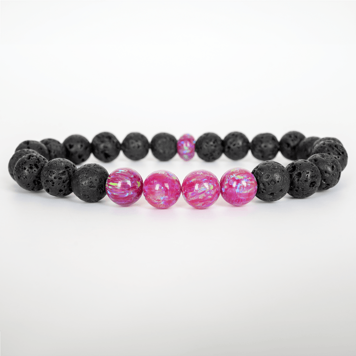 Hibiscus Opal & Lava Stone Beaded Bracelet - The Opal Dealer