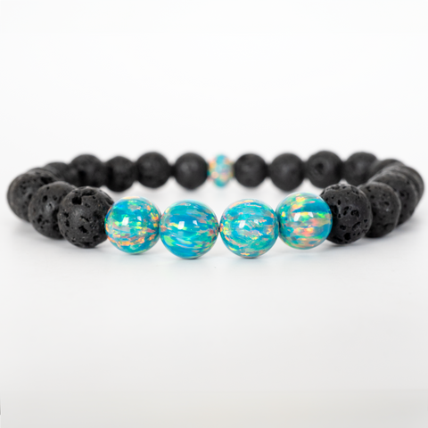 Jade Opal & Lava Stone Beaded Bracelet