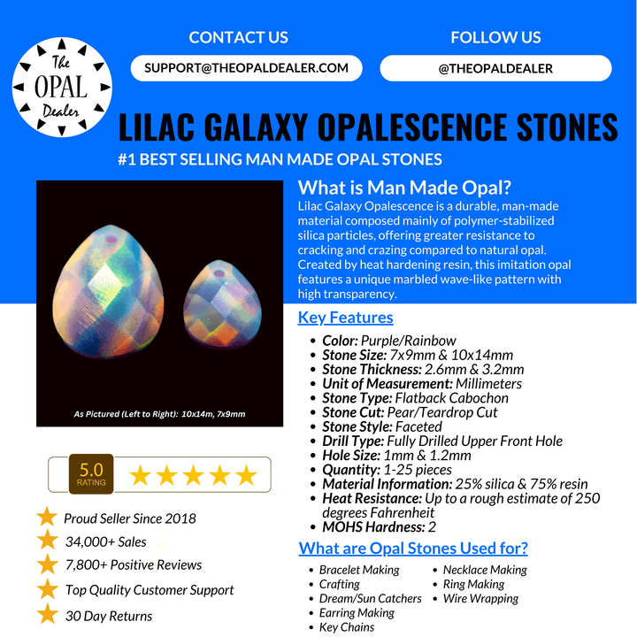 Lilac Galaxy Faceted Pear Cut Nebula Opal™ Cabochon - The Opal Dealer