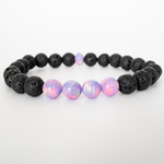 Lilac Galaxy Opalescence & Lava Stone Beaded Bracelet